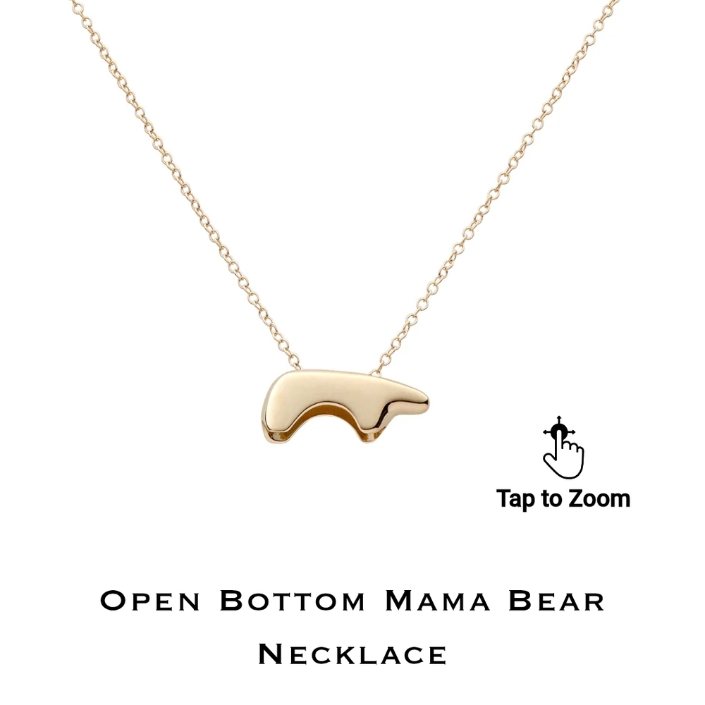 Gold Mama Bear Necklace (Open Bottom)